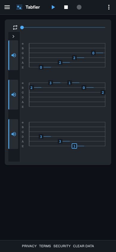 La même tablature ouverte sur un téléphone, installée comme PWA